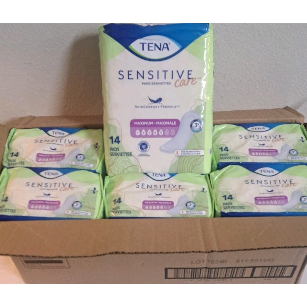 TENA Sensitive Care Pads Maximum Absorbency 84 Count (6x14) New Sealed Case